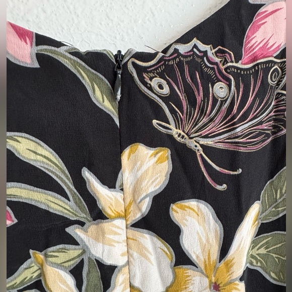 Paradise Originals Silk Tropical Scoop Neck Ruffled A Line Dress Size Medium - Picture 6 of 7